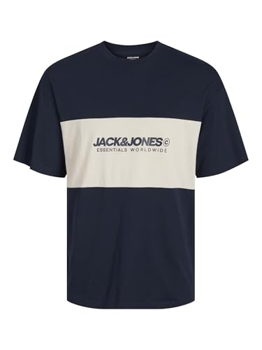 Camiseta para Hombre Jjelegacy Blocking tee SS O-Neck Noos, Azul Marino, M