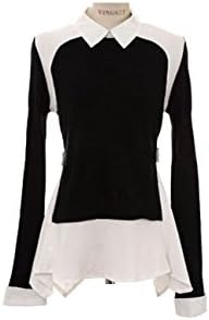 MAGZERO Womens Vintage unique layered design Blouse Shirt (FREE(S-M), BLACK)