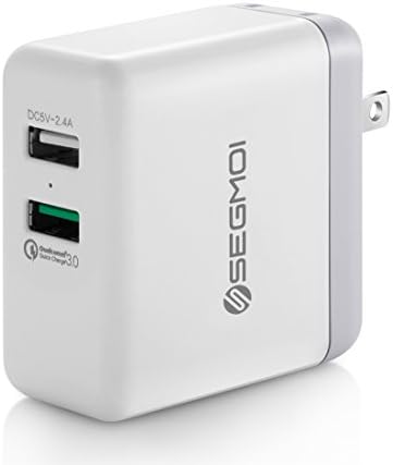 Qualcomm 18W Quick Charge 3.0 Wall Plug Charger,Portable Power Adapter Dual Port USB Charging Block Cube for iPhone X/8/8 Plus/7/7Plus/6 6s +/5S/iPad 2 3 Mini/Air/Pro Samsung S9/S9+/S8/S7/S6/Edge