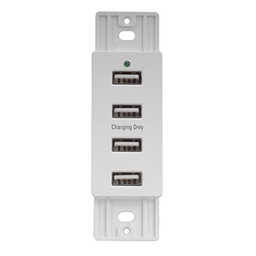 White Wall Mount 4 USB Charging Ports 1216V DC Fits Standard Wall