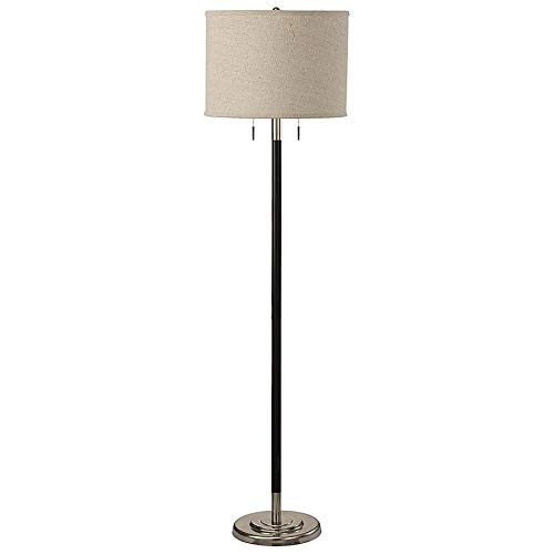 Allen Roth 62 5 In Satin Nickel Floor Lamp With Fabric Shade