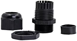 Tusrai 100pcs/lot PG19 Waterproof Cable Gland Connector Black Adjustable IP68 M25 Plastic Cable Gland with Locknut for 12-15mm Wire