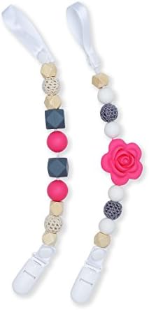 Pacifier Clips for Baby Kids - 2 Packs Pinky Clips for Universal Strap, Holder, Leash for Teether & Pacifiers