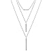 ALEXY Multilayer Bar Pendant Necklace, Boho Stick Bar Choker Necklace Minimalist Y Necklace for Women