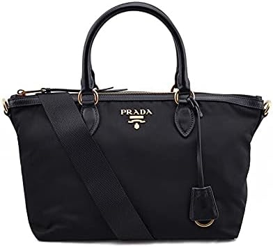 Amazon.com: Prada Black Logo Jacquard Canvas Satchel Crossbody Bag