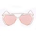 Transer Twin-Beams Geometry Design Women Metal Frame Mirror Sunglasses Cat Eye Glasses (Rose Gold)