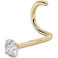 EternalDia IGI Certified 14K Gold Diamond Nose Stud for Women & Men | 18G & 20G Gold Nose Ring | 1.5mm Nose Stud to 3 mm Nose Piercing Studs | Body Piercing Jewelry | Diamond I-J Color & I2-I3 Clarity