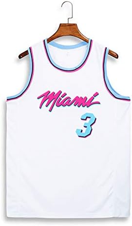 Holdzhu Basketball T-shirts Jersey For Men And Unisex - Miami Heat Wade 3# City Version Home Game White Sleeveless Basketball Vest Tops