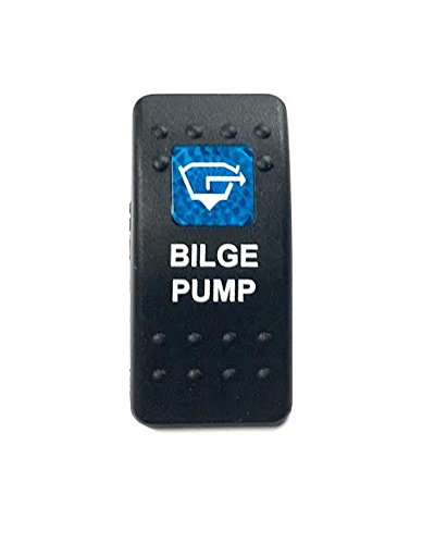 Euro Rocker Switch Cover with Text, Black with Blue Lens. Contura II, Fits Carling, Cole Hersee, Blue seas