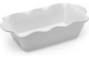Ashley Elaine 9"x5" Ceramic Fluted Loaf Pan for Baking Bread, Cakes, and Casseroles- Non-stick, Easy to Clean, Elegant Bakewa