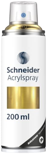 Schneider Paint-It 030 Supreme DIY Acrylic Varnish High-Coverage Spray Paint UV-Resistant 200 ml Pack of 1 Acrylic Spray for Almost All Surfaces Gold Metallic