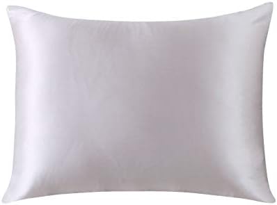 Ethereal Lomoer 100% Natural Pure Silk Pillowcase for Hair and Skin, Both Side 19mm, Hypoallergenic, 600 Thread Count, Hidden Zipper Design (Silver, King Size)