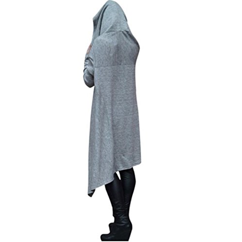 Han Shi Asymmetric Blouse, Elastic Scarf Collar Loose Hoodies Long Tunic Dress for Women (XL, Gray)
