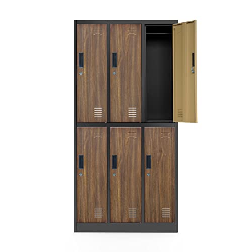 Jan Nowak Schließfachschrank 3B2A Wertfachschrank Metallspind Umkleideschrank 6 Fächer Stahlblech Pulverbeschichtet 185 cm x 90 cm x 45 cm (H x B x T)