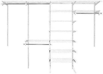 Rubbermaid Fasttrack 6 to 10 Ft Wide White Wire Custom Closet Organization Configuration Storage Hanger Rack Kit