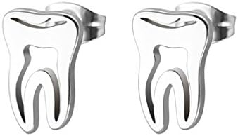 Stainless Steel Tooth Stud Earrings