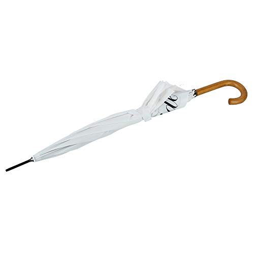 ShedRain Women's Script Bride Wedding Stick Umbrella with Hook Handle, White