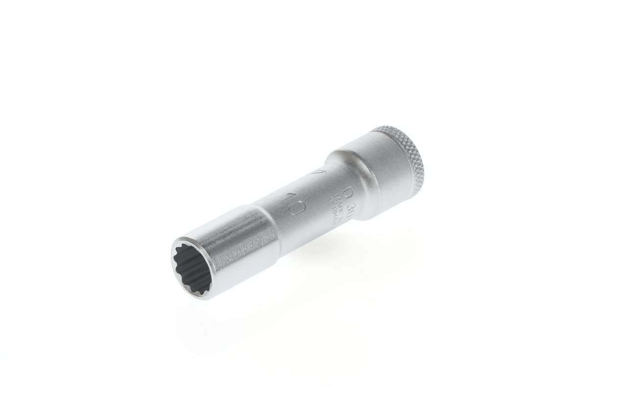 GEDORE Long socket, 3/8" 10 mm drive, Bi-hex, 10 mm AF, D 30 L 10, Chrome-plated steel