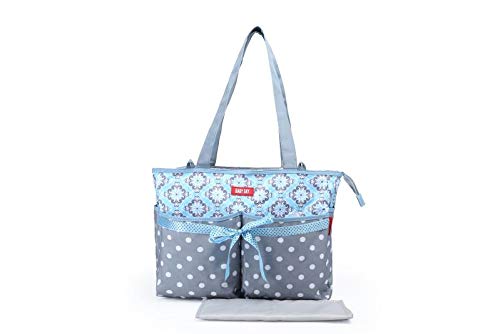 Baby Bucket Baby Diaper Nappy Changing Baby Diaper Bag/Baby Bag/Mummy Bag/Handbag (Blue & Grey Dots)