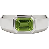FYBIOD 10K 14K 18K Gold Mens 4 Carat Emerald Cut Gemstone Engagement Wedding Ring Custom Emerald Cut Birthstone Anniversary Pinky Rings for Men/Women