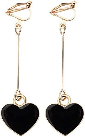 PINKH Heart Shape Dangle Earrings,Clip On Earrings for Non Pierced,Fashion Accessories for Girls