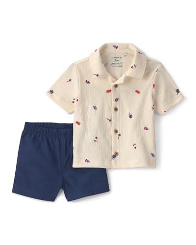 Carter's Boy 2-Piece Short Set, Cream, 12M