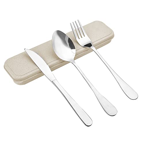 Zoyiancy Stainless Steel Travel Silverware Set, Beige Portable Carry Case at Amazon