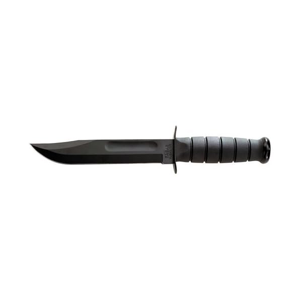 KABAR 1213 Black Straight Edge Knife / Hard Sheath Steel Hunting Knives