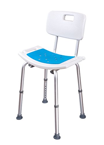Medokare Shower Chair with Back - Padded Shower Seat for Seniors with Handles and Tote Bag, Shower Bench Bath Chair for Elderly, Handicap Tub Shower Seats for Adults (White Chair)