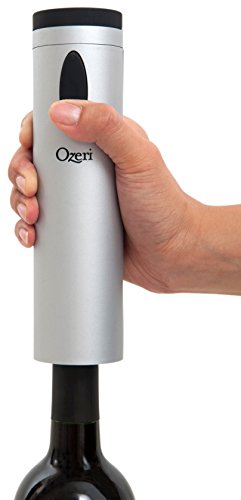 Ozeri Fascina Electric Wine Bottle Opener and Corkscrew, Silver