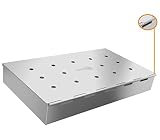 Smoker Box Maximum Wood Chip Capacity - 25% Thicker Stainless Steel Won't WARP - Charcoal & Gas Grill BBQ Meat Smoking Hinged Lid - Best Grilling Accessories & Barbecue Utensils for Dad