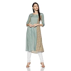 Aurelia Womens Key Hole Neck Printed Kurta