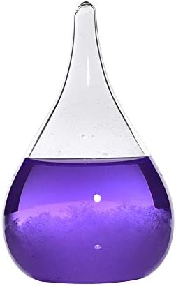Storm Glass Weather Barometer Forecast,Creative Desktop Decorative Water Drop Glass Barometer Forecast Bottle Weather Station (Purple)