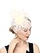 Cizoe Fascinators Hat for Women Tea Party Headband Kentucky Derby Wedding Flower Cocktail Mesh Feathers Hair Clip(1-Beige)