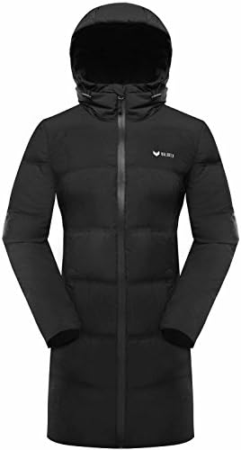Valuker Women's Seamless Down Coat Hooded Puffer Parka Jacket 11-Black-2XL