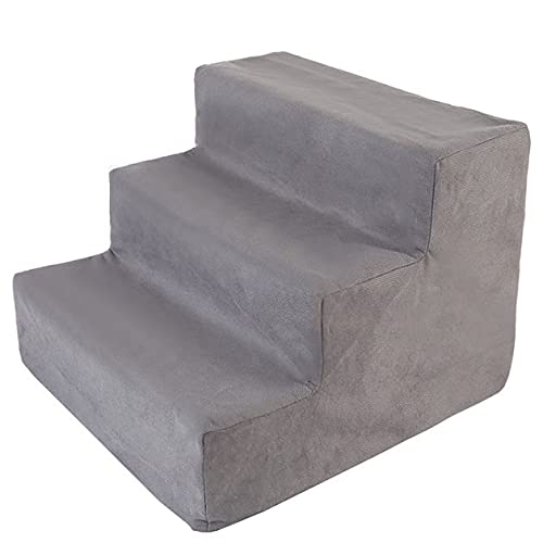 Photo 1 of  Pet Stairs Dogs, Dog Stairs for Small Dogs Pet Bed Ladder Pet Dog Cat 3-4 Steps Ladder, Portable Washable, Multiple Colour,Gray,40x38x30cm