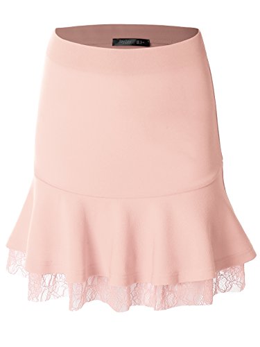 Prime Hot JayJay Women Basic Stretchy Flared Skater Lace Mini Skirt - Image 3