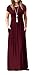 VIISHOW Women Summer Short Sleeve Loose Plain Long Maxi Casual Dress with Pockets (Wine red Small)