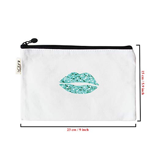 Lips Pattern Makeup Cosmetic Travel Pouches Toiletry Bag Cases with Zipper for Women and Girls, 3 Colors, 6 Pieces