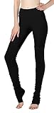 Ladies Pure Color Splice Stretch Workout Leggings Wrap Foot Yoga Tights 03L