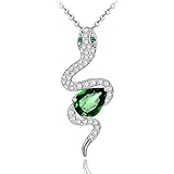 Hxillery Snake Necklace Round Cubic Zirconia 925