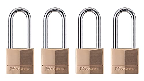 Master Lock 140QLH Solid Lock, Brass, Silver, 4 Pack