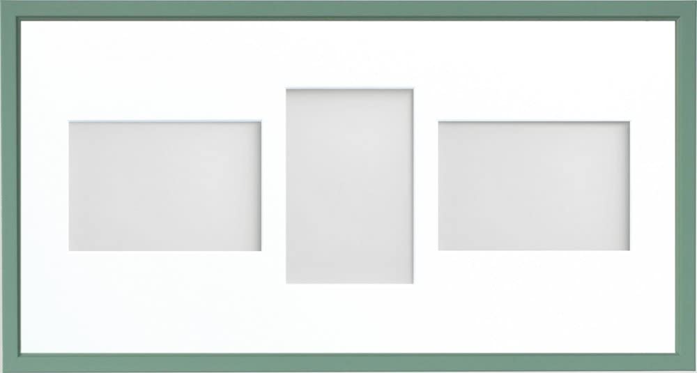 Frame Company Drayton Multi Aperture Photo Frame, Green, 20x10 for 6x4 inch (x3 LPL)