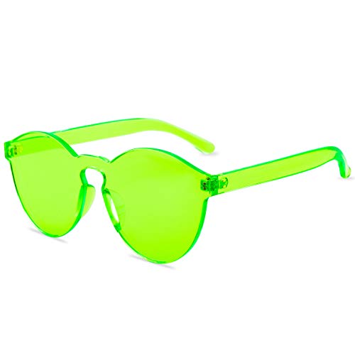 One Piece Rimless Sunglasses Transparent Candy Color Tinted Eyewear