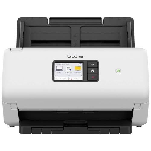 Brother ADS-4500W Flexible Document Scanner with USB, LAN and WiFi, Duplex Scanning, Touch Screen, ADS4500WRE1 White