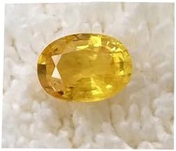 Lalitha Gems Yellow Sapphire Crystal 7.25 Ratti Unheated Untreated Certified Natural Pukhraj Gemstone for Men and Women