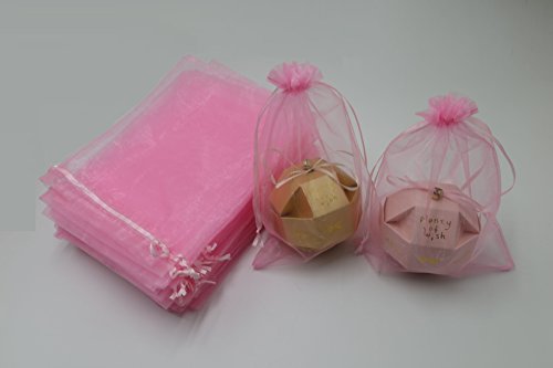 Wudygirl 50pcs 6.7"x 9" Drawstring Organza Bag Pink Jewelry Pouches Candles Balls Cosmetic Pens Brushes Wedding Party Sachets Soaps Bags (50pcs Pink)