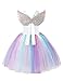 Muababy Baby Girl Unicorn Costume Pageant Flower Princess Party Tutu Dress with Headband (5-6 Years, 1438)