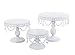 VILAVITA 3-Piece Antique Gold Cake Stand Set - Round Metal Cupcake Stands with Pendants and Beads - Elegant Dessert Display - Original Design Wishes-RUYI (Cream White)