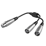 Moukey XLR Y 6 Inch Cable Splitter Cord 1 Female to 2 Male Black 1-Pack